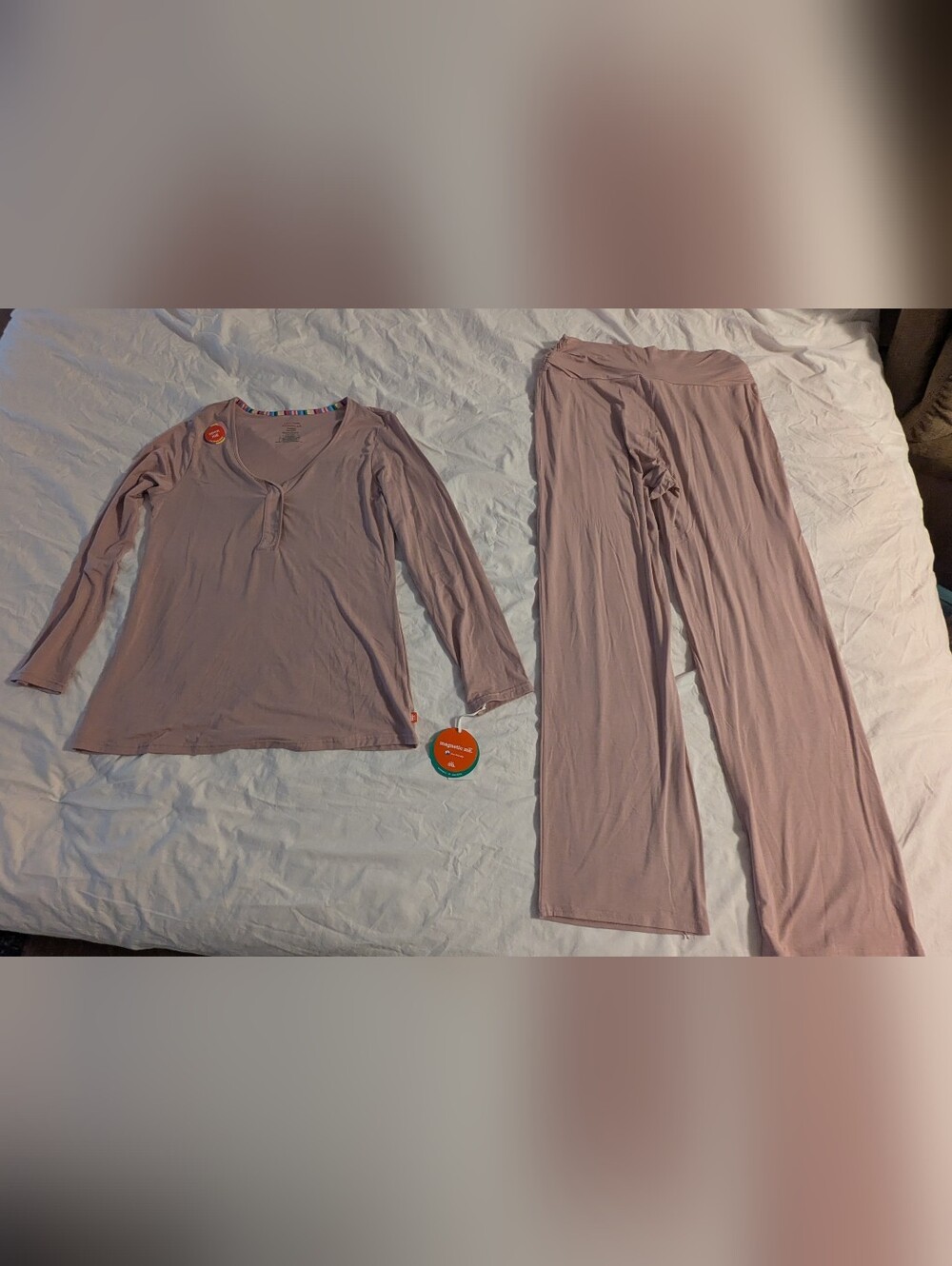 MAGNETIC ME Mom 2pc PJs SET maternity L/S nursing Desert Pink Modal  Spandex NWT